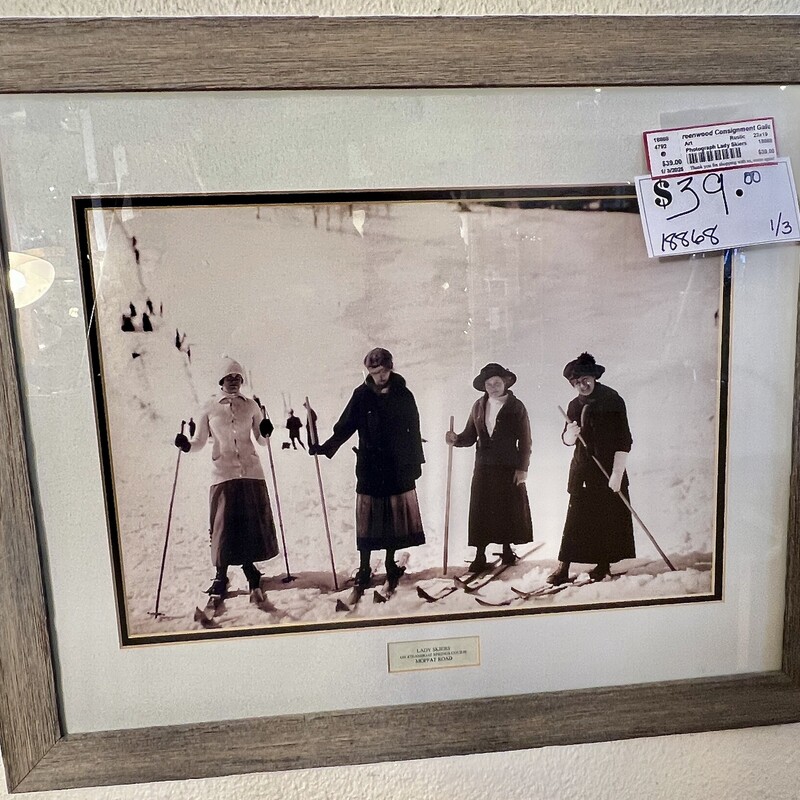 Photograph Vintage Lady Skiers,
Size: 23x19