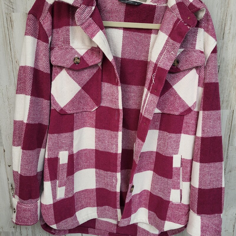 S Pink Plaid Shacket