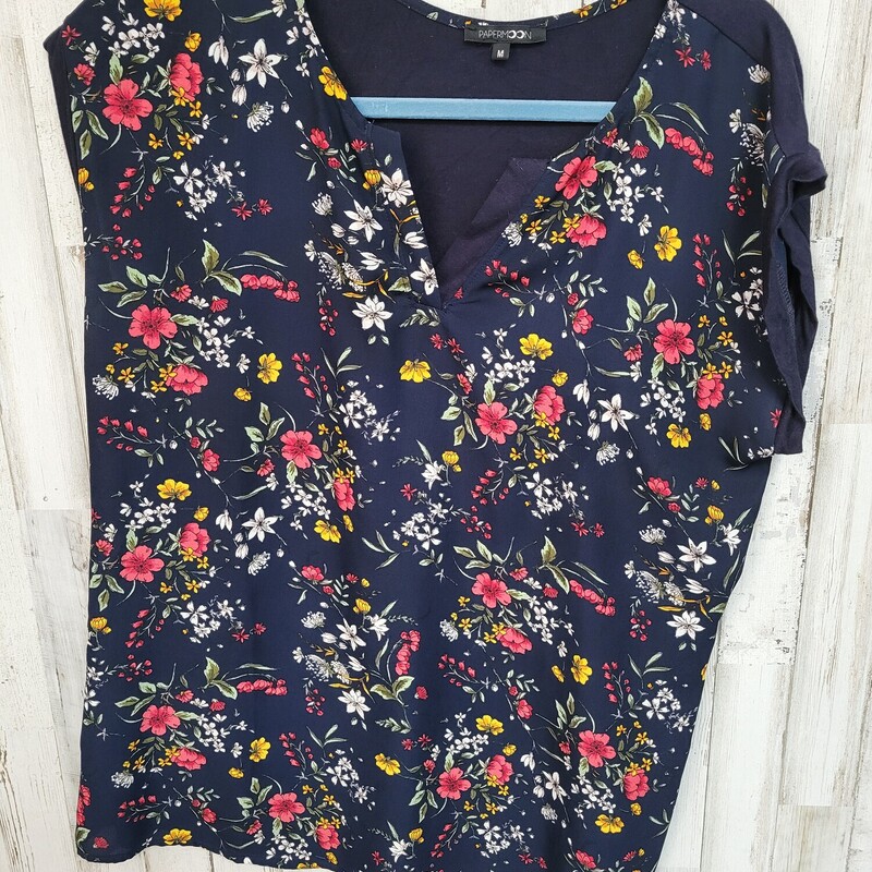 M Navy Floral Print Top