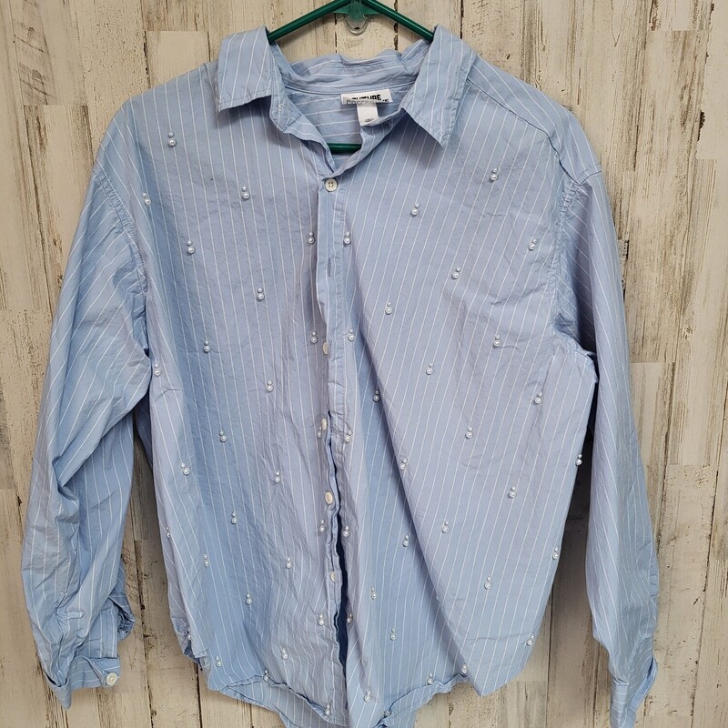 M Blue Pearl Button Up