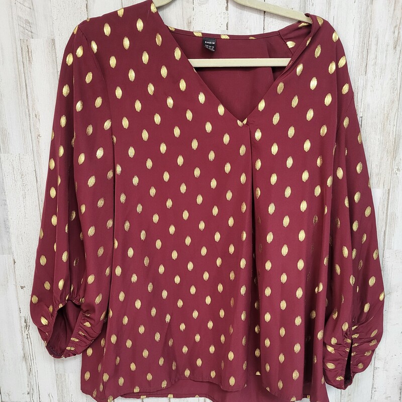 XL Red/Gold Spotted Top