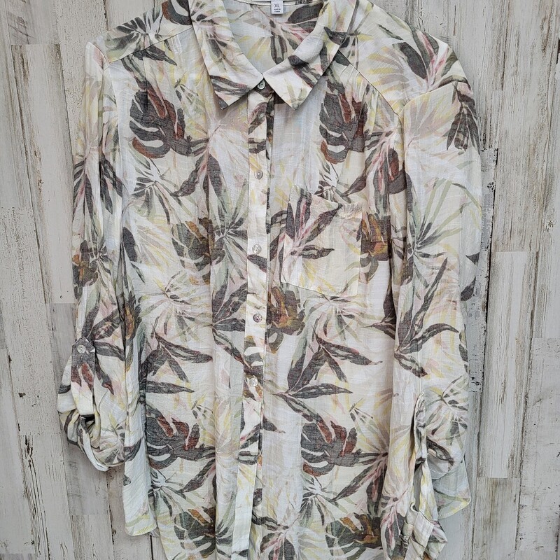 XL Palm Printed Button Up