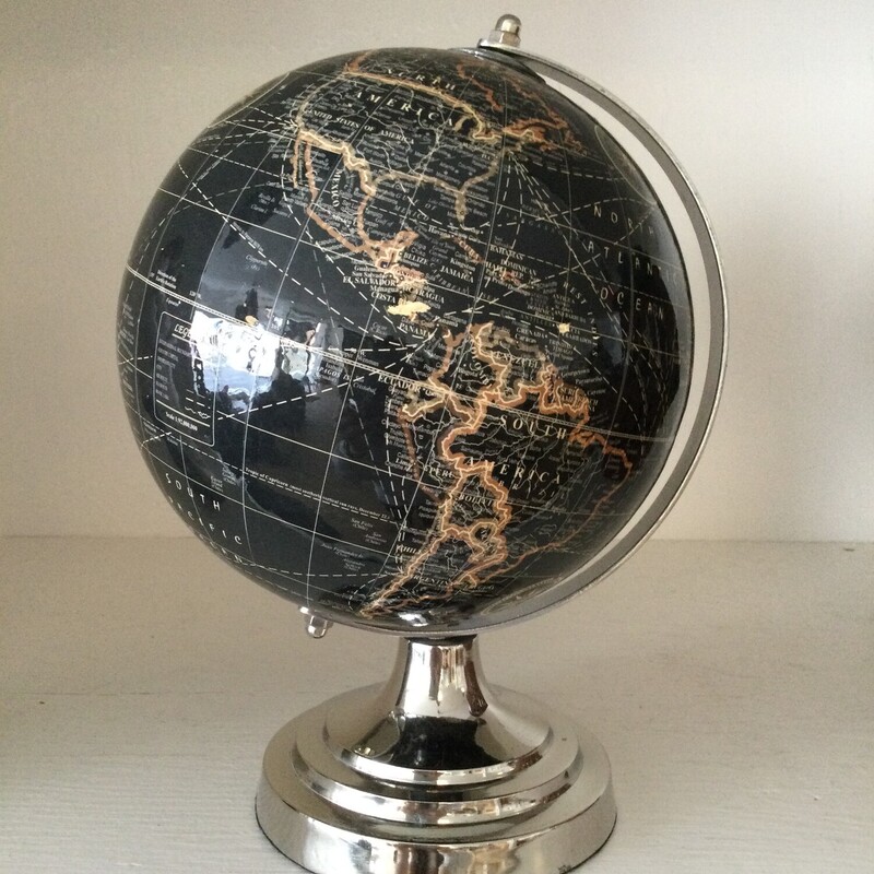 Mini Globe,
Black/Silver/Multi,
Size: 9 X 7 In