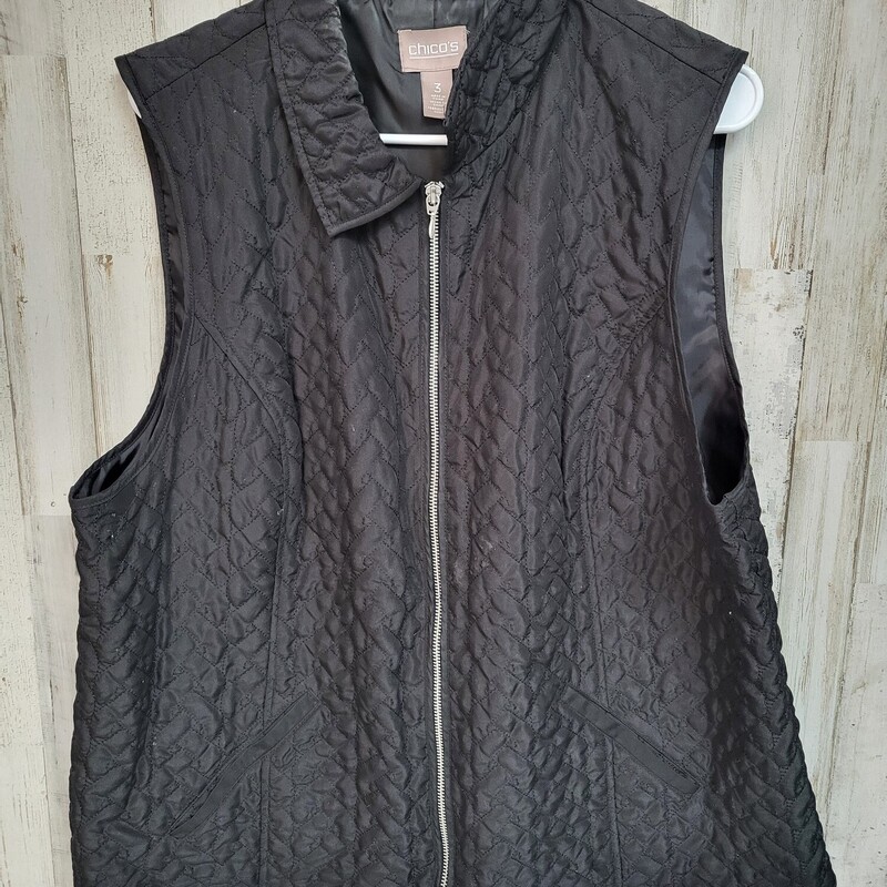 3X Black Quilted Vest