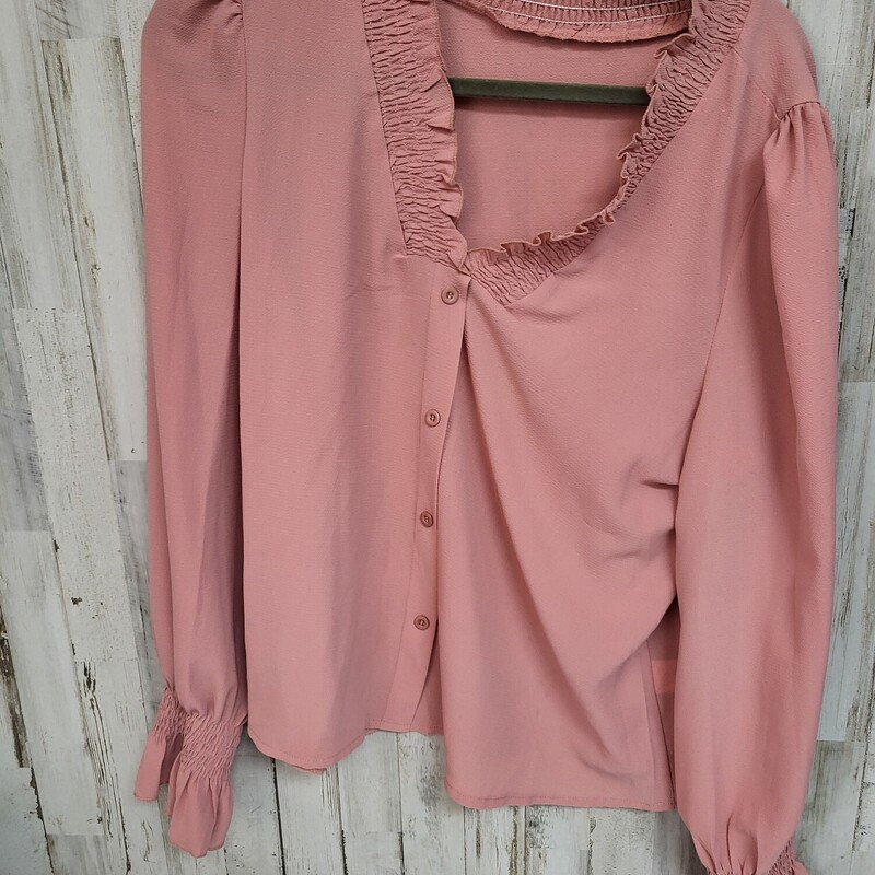 XL Pink Smock Button Top