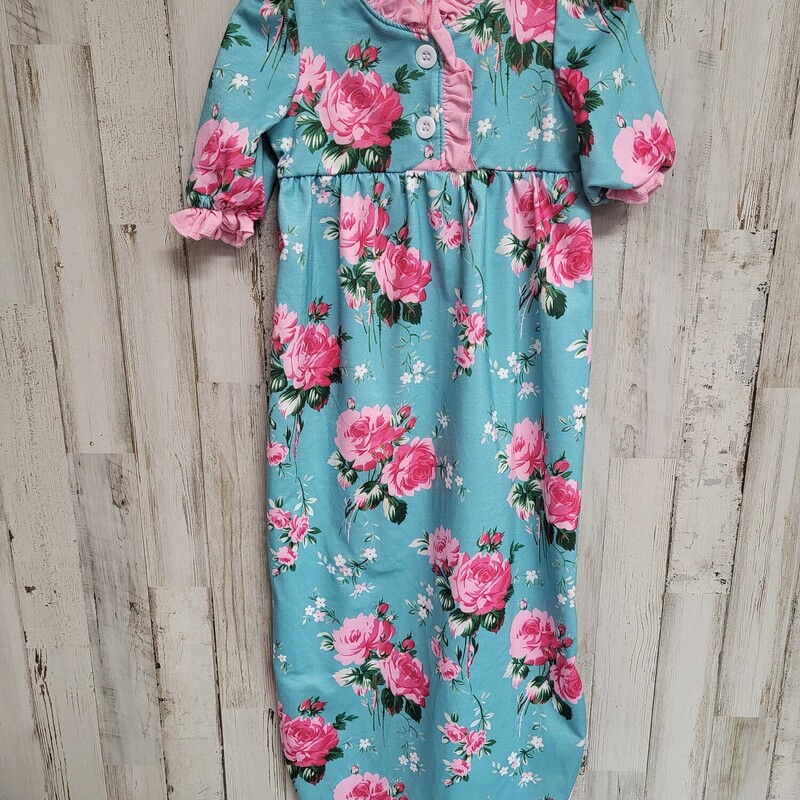 O/S Teal Floral Print Gow