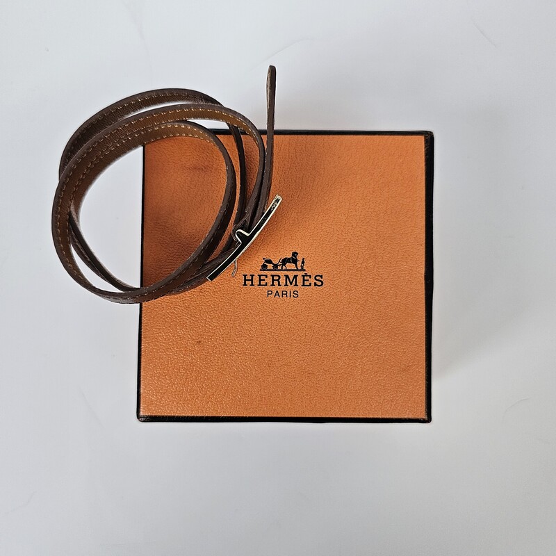 Hermes Leather Wrap, Brown, Size: Buckle