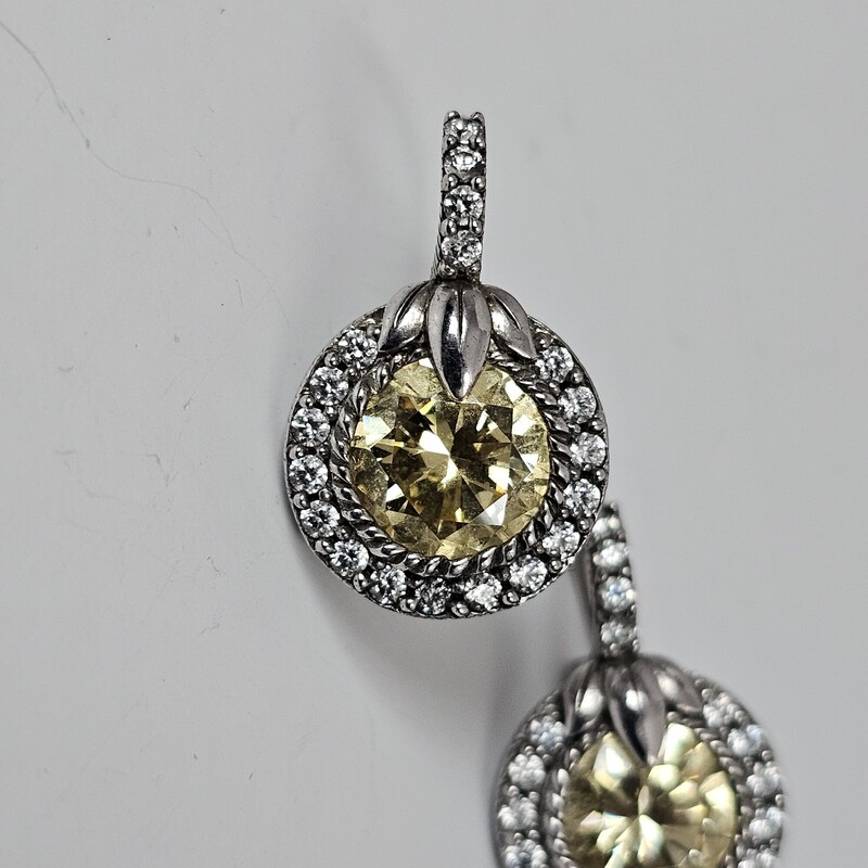 Judith Ripka Yellow Stone, Sterling, Size: Dangles