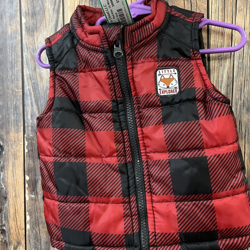 Red-Black Check Vest