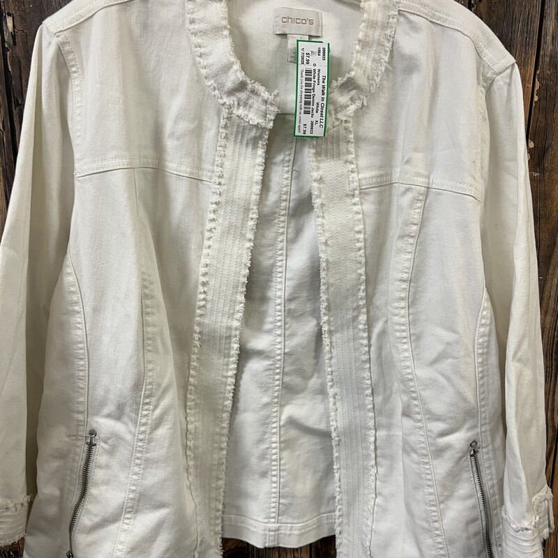 White Fringe Denim Jacket