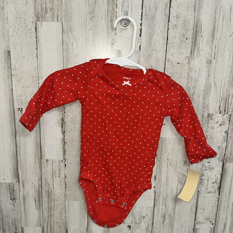 6M Red Dotted Onesie, Red, Size: Girl 6-12m