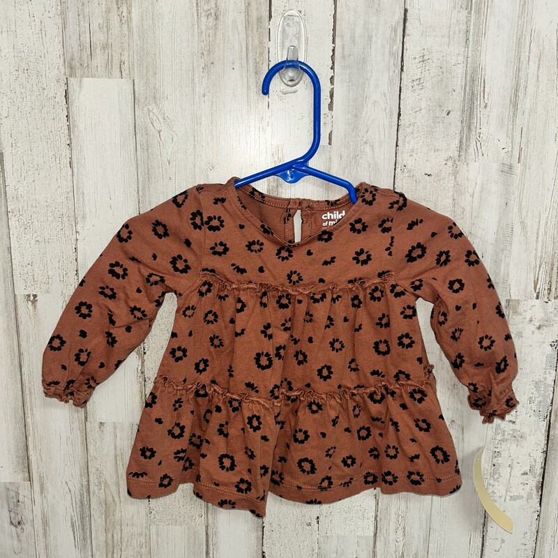 6/9M Tan Floral Tier Top, Tan, Size: Girl 6-12m