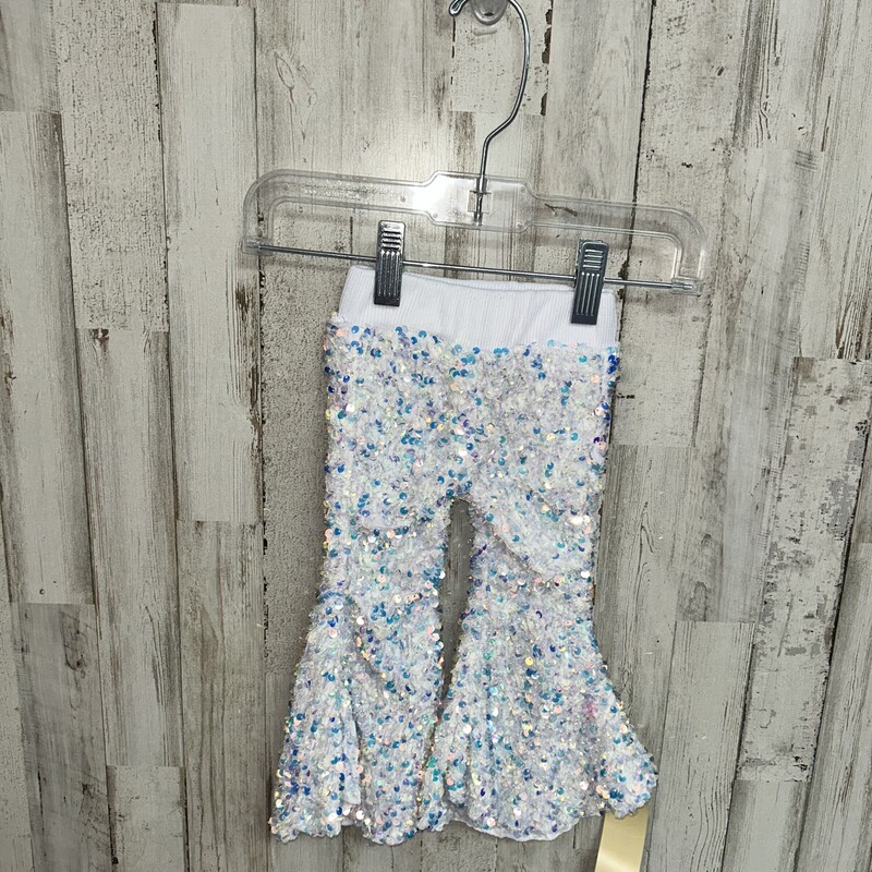 6M White Sequin Pants, White, Size: Girl 6-12m