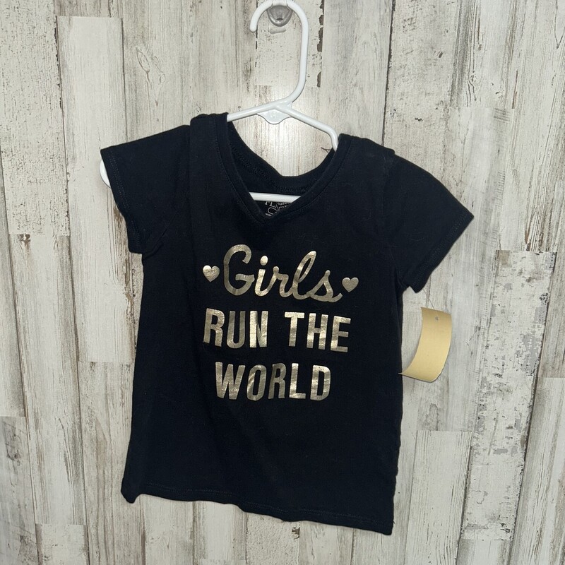 4T Run The World Tee, Black, Size: Girl 4T