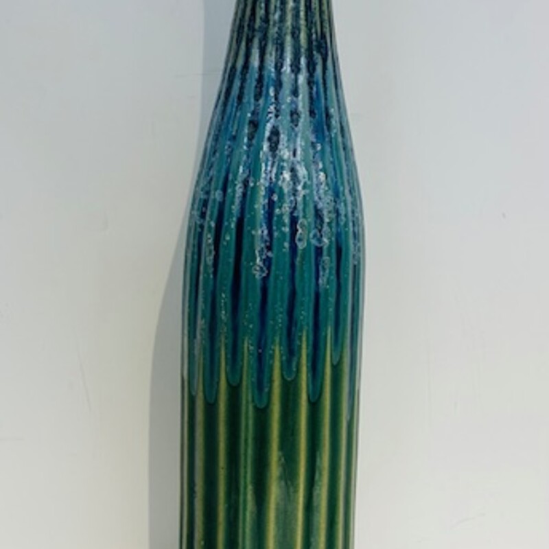 Artisan Ribbed Drip Look Vase
Green Blue
Size: 4x20H