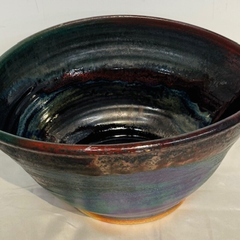 Glazed Drip Ellipse Bowl
Green Red Blue Tan
Size: 13.5x6.5H