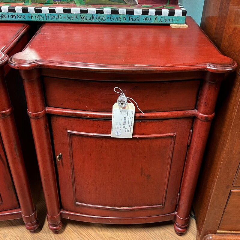 Side Table W/Door, Red, Drawer
22in x 18in x 29in tall