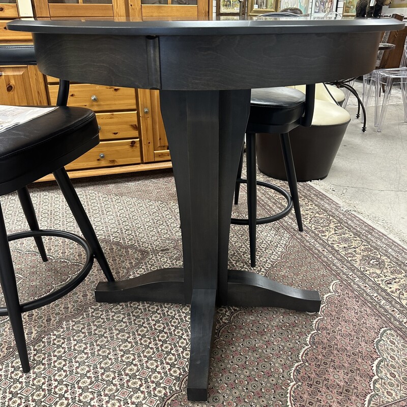 Round Black Pub Table, Retails from Jordans Furniture for $1,600! In like-new condition.
Size: 36x36