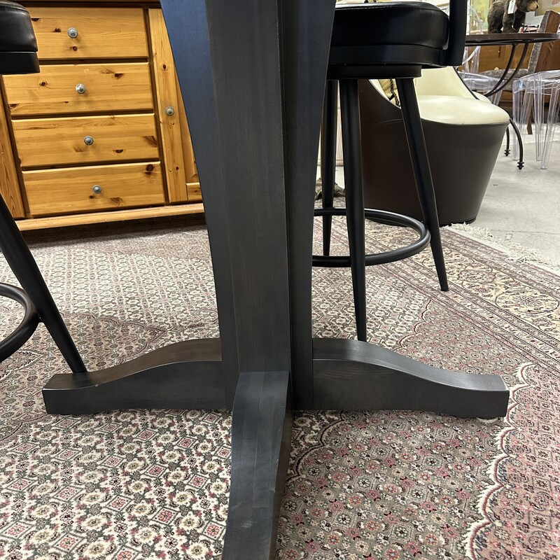 Round Black Pub Table, Retails from Jordans Furniture for $1,600! In like-new condition.<br />
Size: 36x36