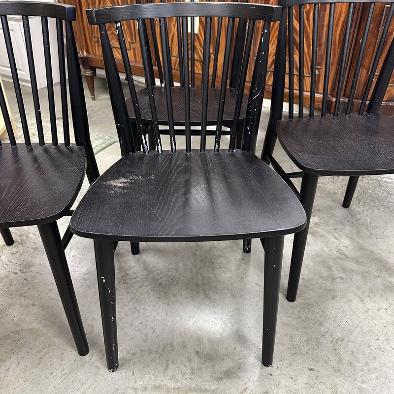 Article `Rus` Dining Chairs, Black. Sold as is with some wear and tear. Sold as a SET OF 4.