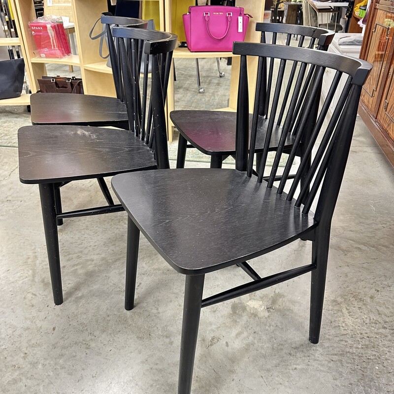 Article `Rus` Dining Chairs, Black. Sold as is with some wear and tear. Sold as a SET OF 4.