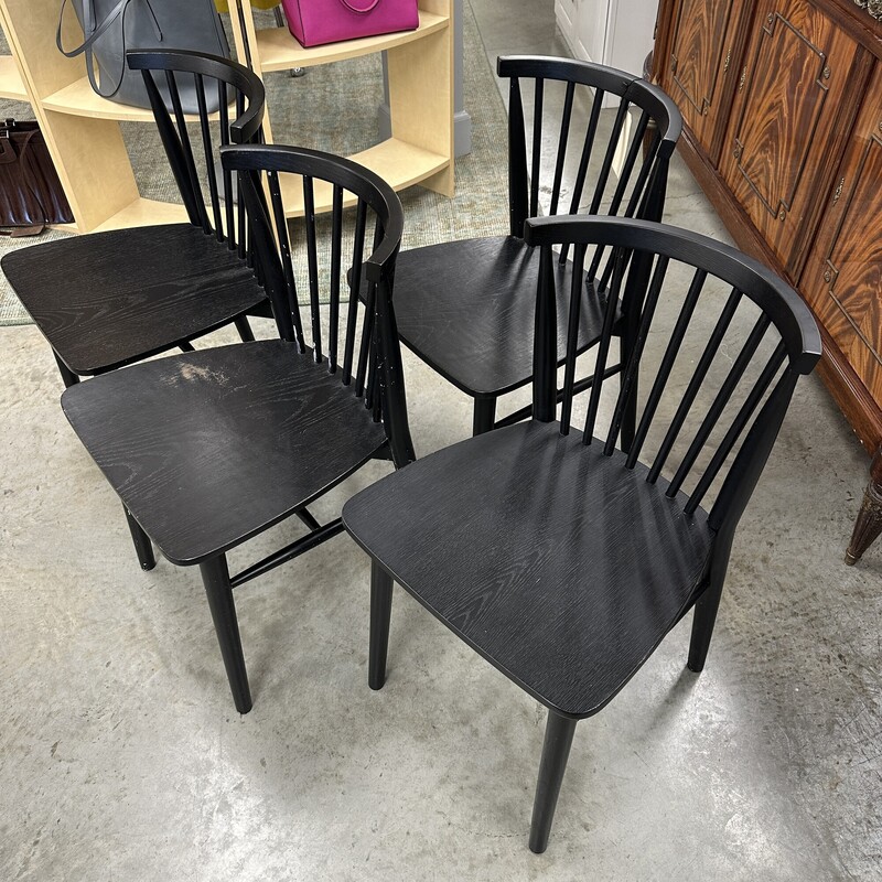 Article `Rus` Dining Chairs, Black. Sold as is with some wear and tear. Sold as a SET OF 4.