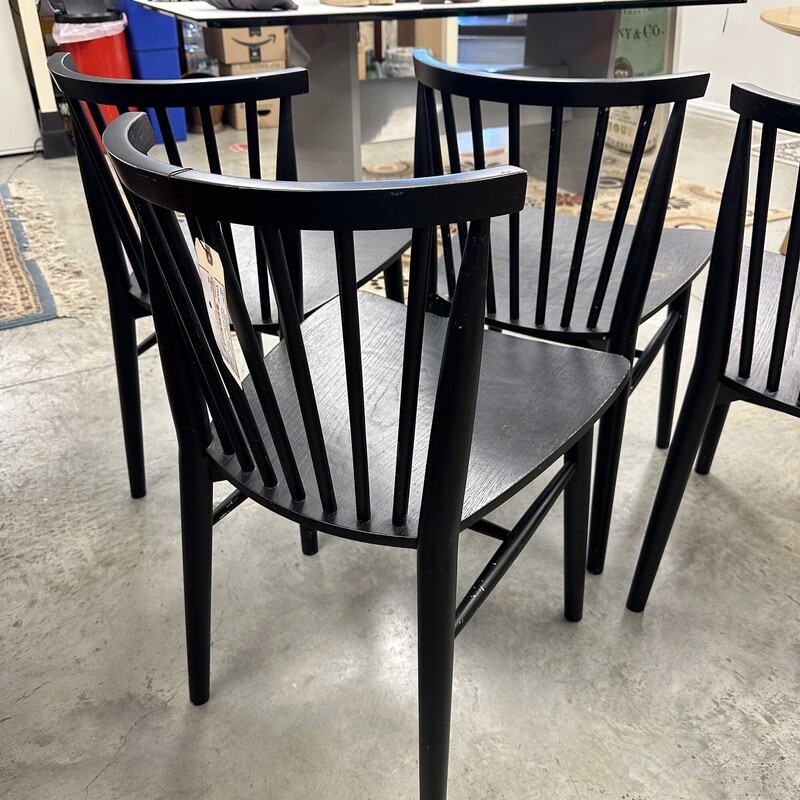 Article `Rus` Dining Chairs, Black. Sold as is with some wear and tear. Sold as a SET OF 4.