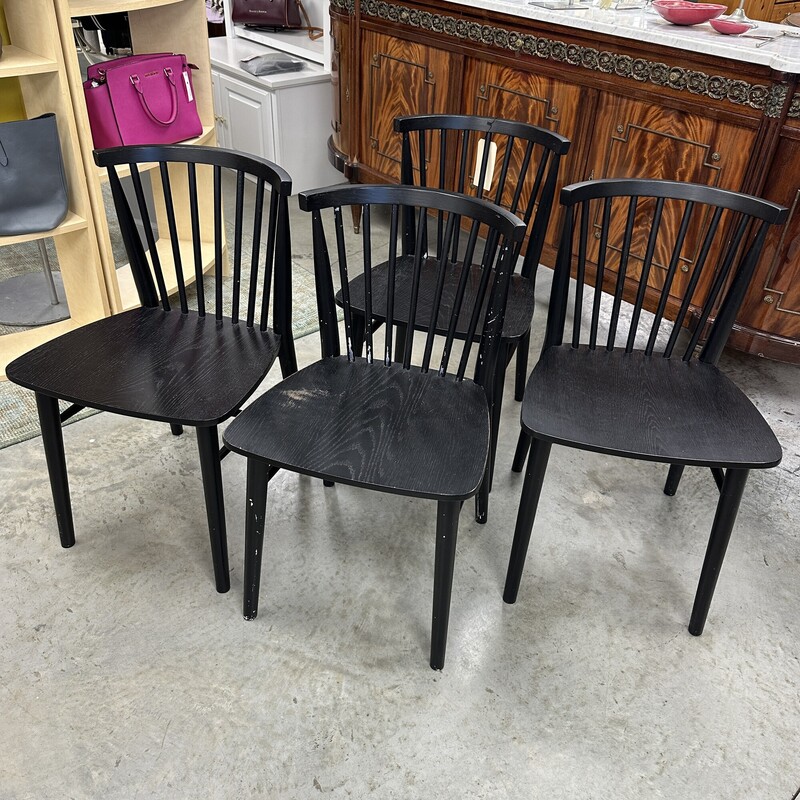 Article `Rus` Dining Chairs, Black. Sold as is with some wear and tear. Sold as a SET OF 4.