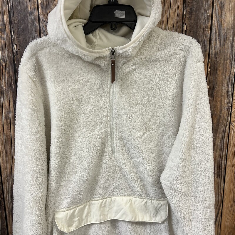 Cream 3/4 Zip Fuzzy  Hood, Size: Large