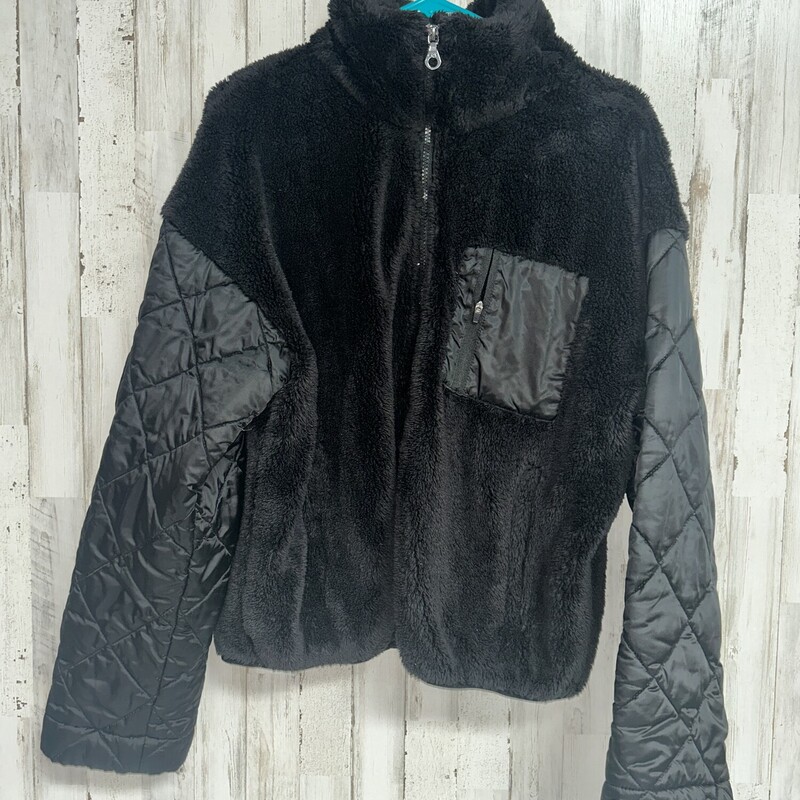 XL Black Fuzzy Zip Jacket