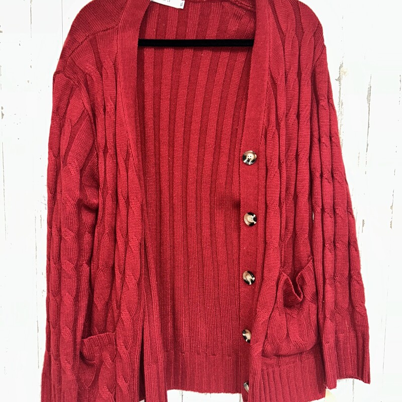 XL Red Knit Cardigan