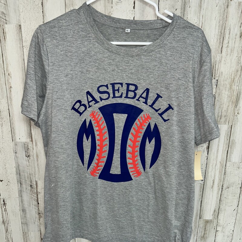 XL Grey Baseball Mom Tee, Grey, Size: Ladies XL