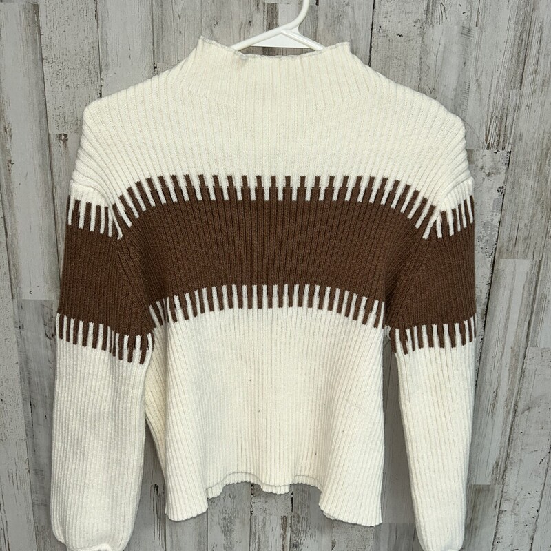 L Tan/Cream Knit Sweater, Tan, Size: Ladies L