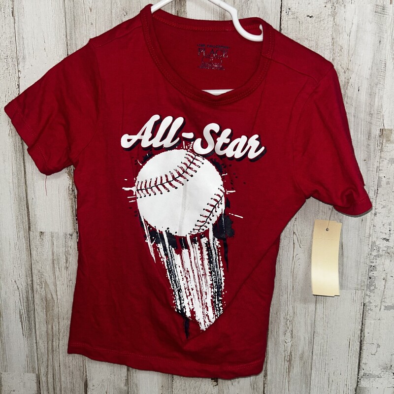 3T All Star Baseball Tee, Red, Size: Boy 2T-4T