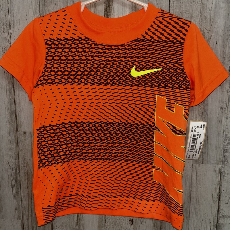 3T Neon Orange Print Tee, Orange, Size: Boy 2T-4T