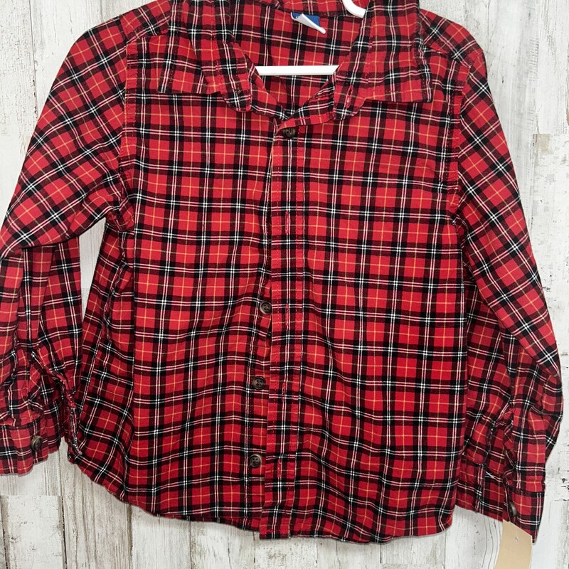 5T Red Plaid Button Up