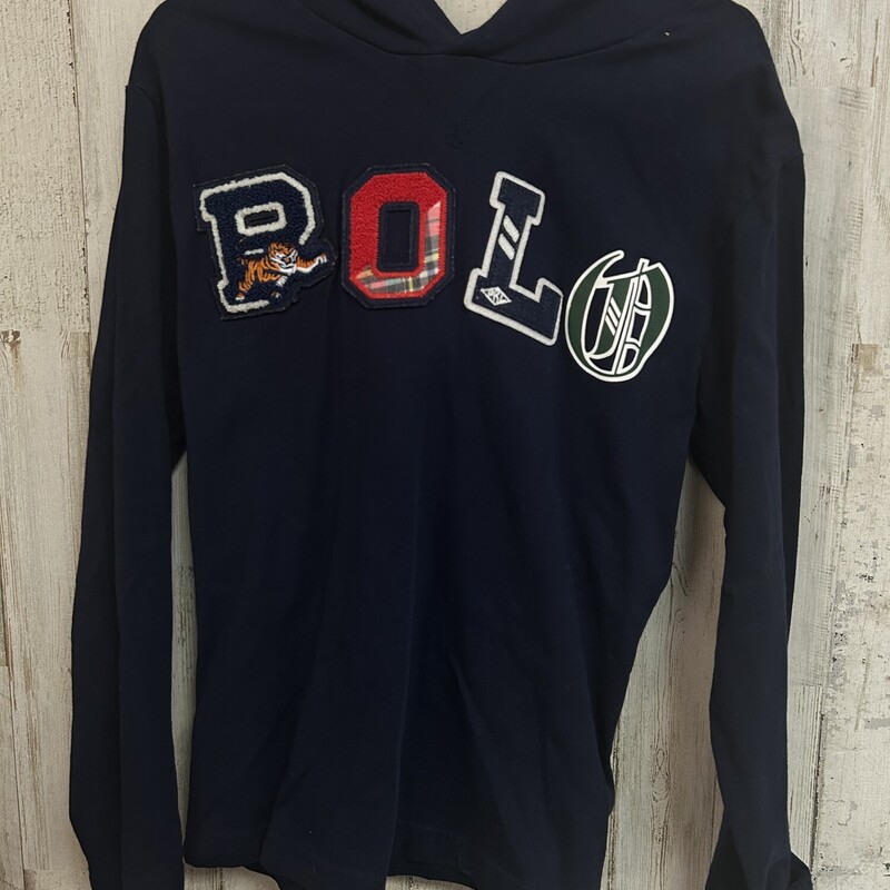 7 Navy Patch Hooded Top