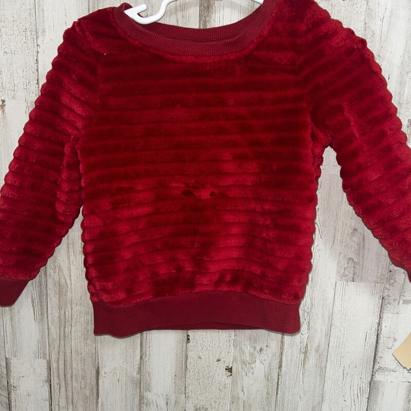 18M Red Fuzzy Sweatshirt, Red, Size: Girl 18-24