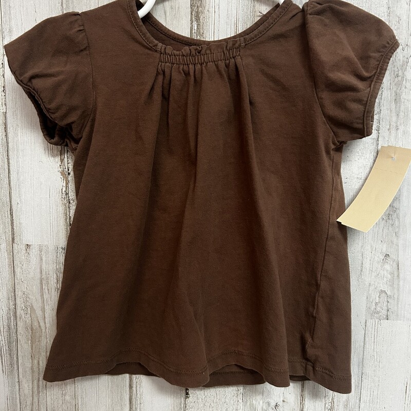 3T Brown Puff Sleeve Tee, Brown, Size: Girl 3T