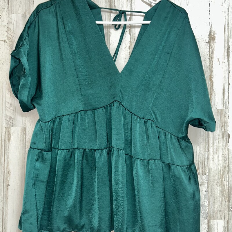 S Green Satin Tier Blouse