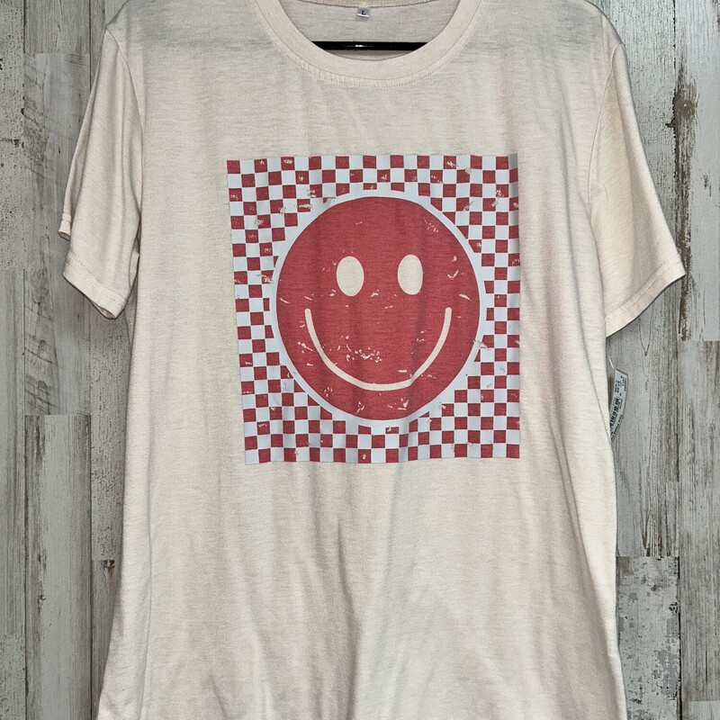 L Beige Smiley Tee