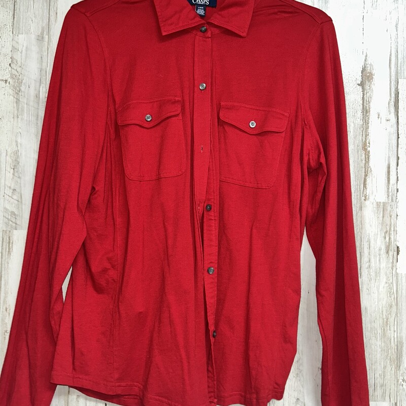 L Red Button Up, Red, Size: Ladies L