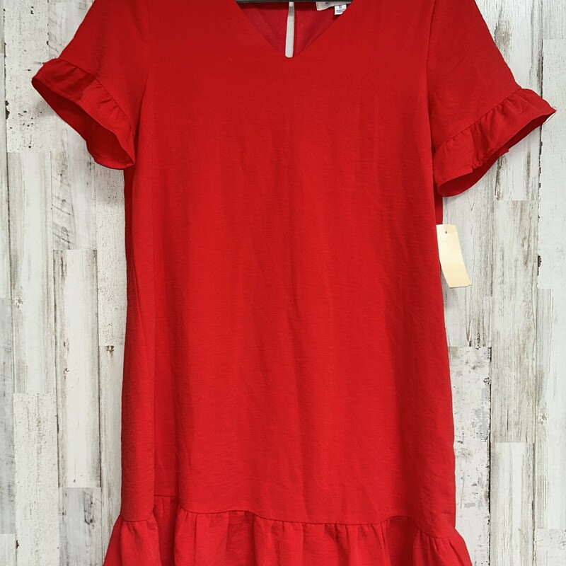 S Red Ruffle Peplum Dress