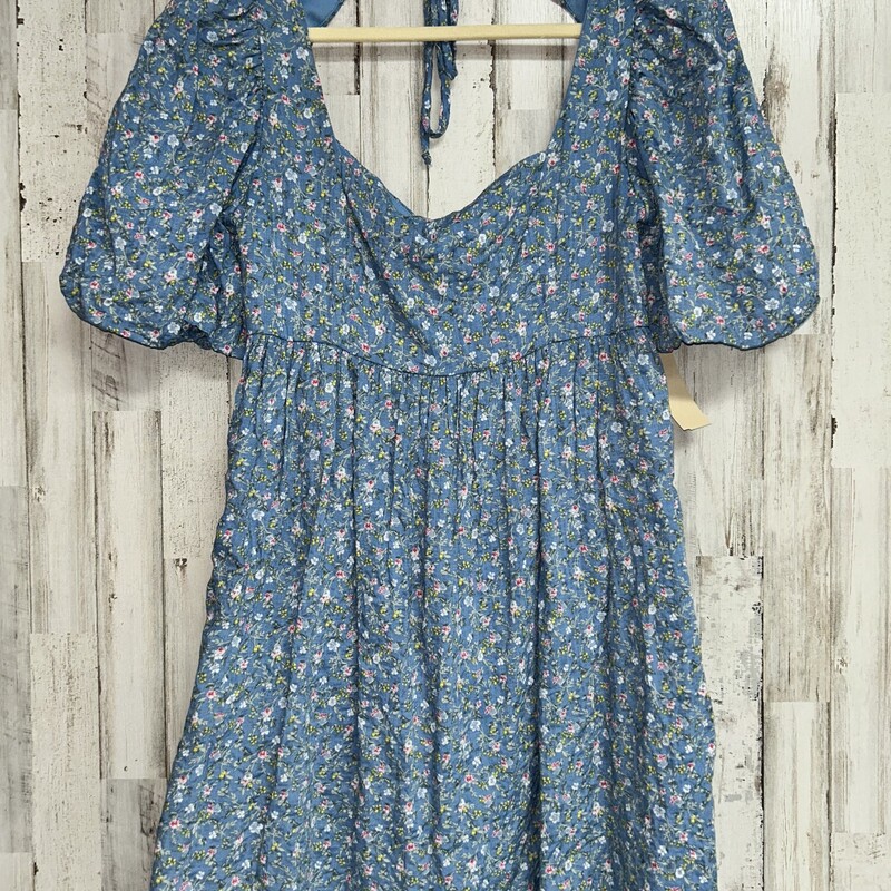 S Blue Floral Print Dress