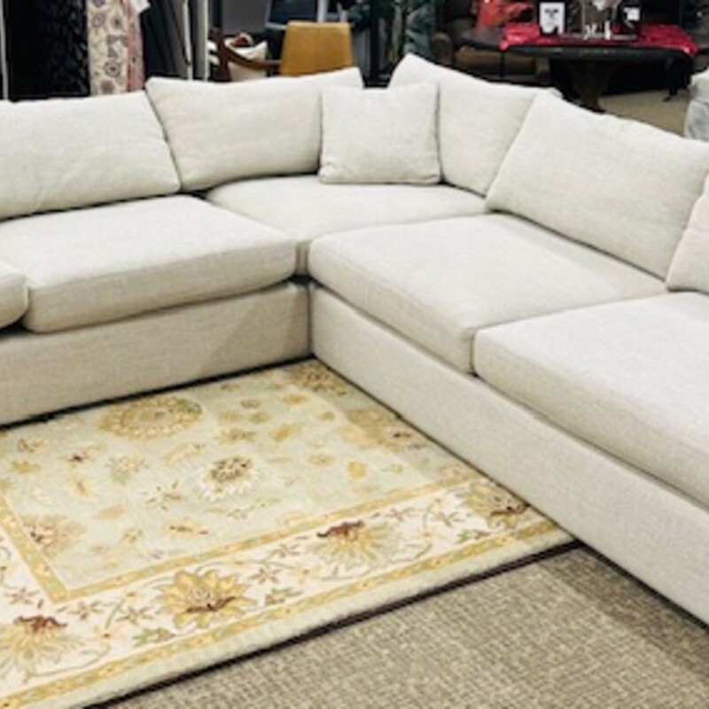 Crate & Barrel Lounge Deep Sectional<br />
Gray<br />
Size: Each side 124 Long x 45 Deep x 33 Height<br />
Seat height: 18H<br />
Retails: $5400+<br />
As Is - light stain on one cushion and small stain on back of sofa