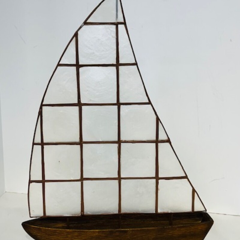 Mother of Pearl Shell Sailboat
Brown White
Size: 10x14H