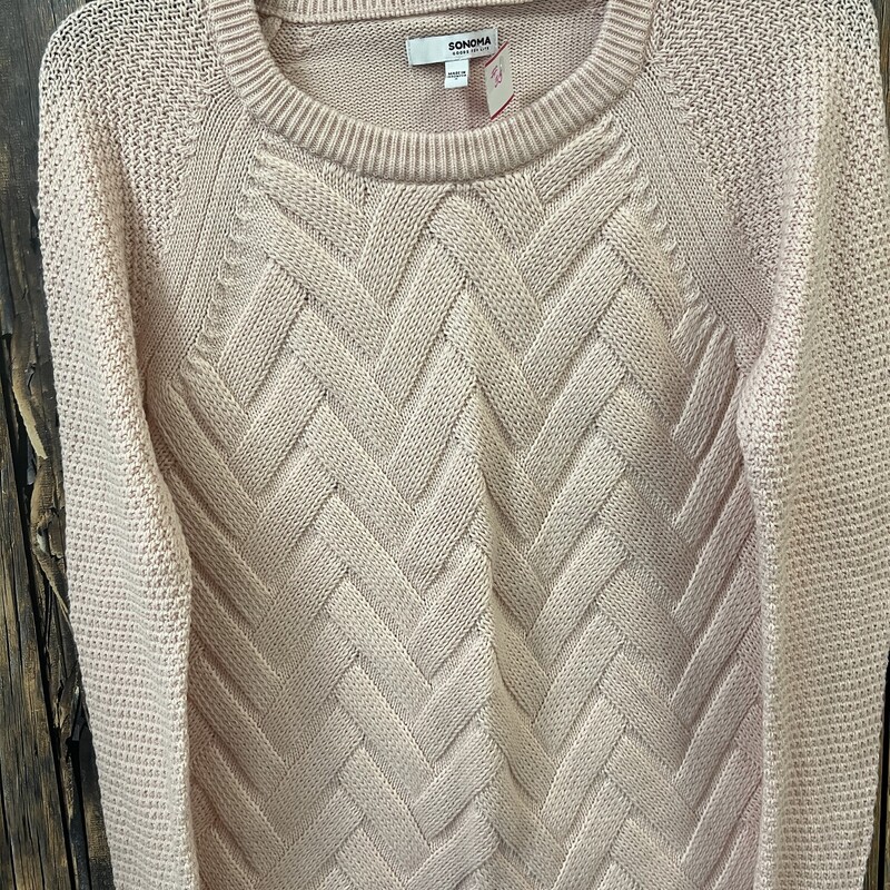 Peach Cable Knit Sweat, Size: Small