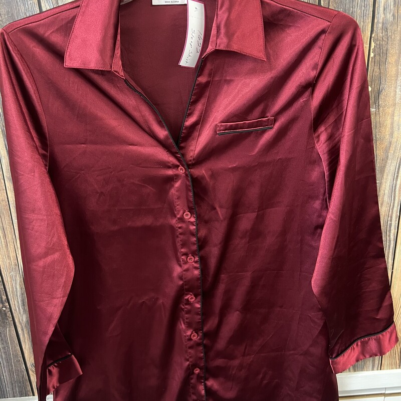 Red Silk Nite Shirt, Size: M/l