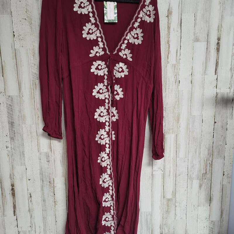 NEW L Maroon Embroider Dr