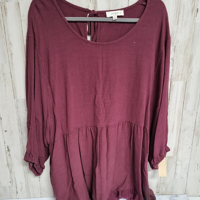 XL Maroon Fray Trim Top